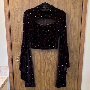 Black Velvet Starry Women's Top